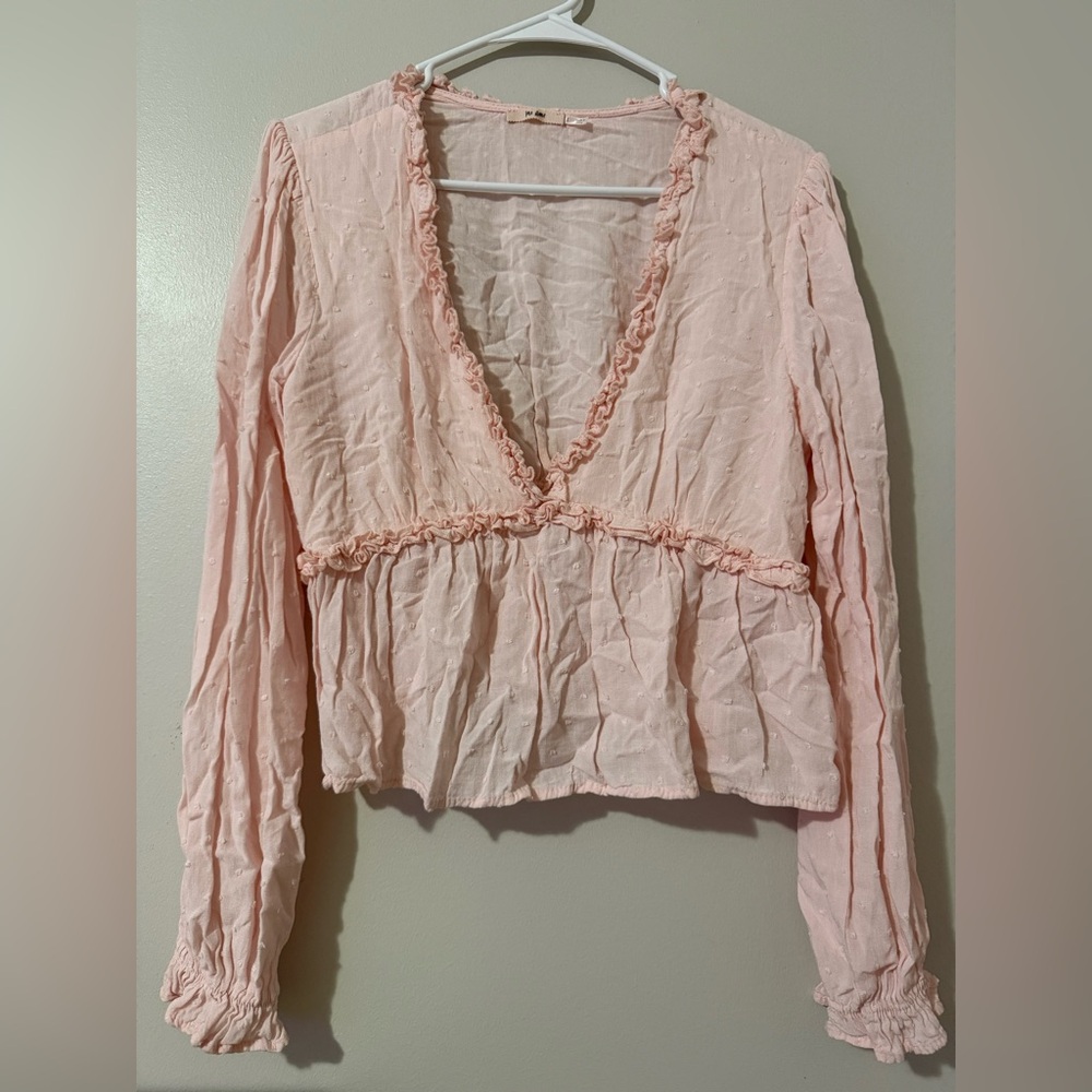 Francesca's Collections Mi Ami Pink Blouse with Delicate Details